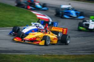 Photo of Jamie Chadwick driving the number 28 Andretti car at Mid-Ohio race