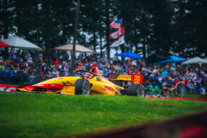 Photo of Jamie Chadwick driving the number 28 Andretti car at Mid-Ohio race