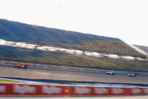 photo of Indy NXT cars racing on the Iowa race car track during the Indy NXT race