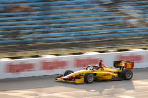 photo of the Andretti car #28 with ECCO sponsor logo at the Iowa oval track race