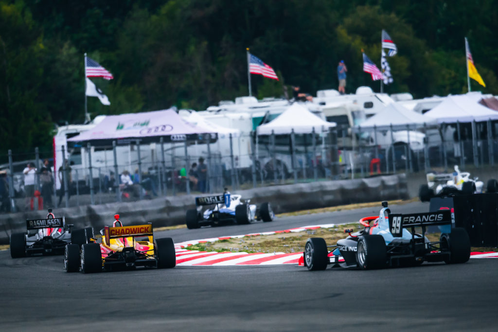 photo of Indy Cars on the Portland NXT road race track